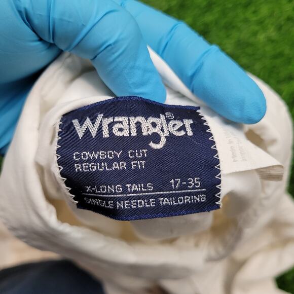 VTG 90s Wrangler "Made in USA" Cowboy Cut Western Shirt XL (Tagged 17x35) - Picture 6 of 7